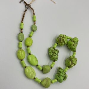 Apple Green Mineral Gaspeite Nugget Southwest Necklace